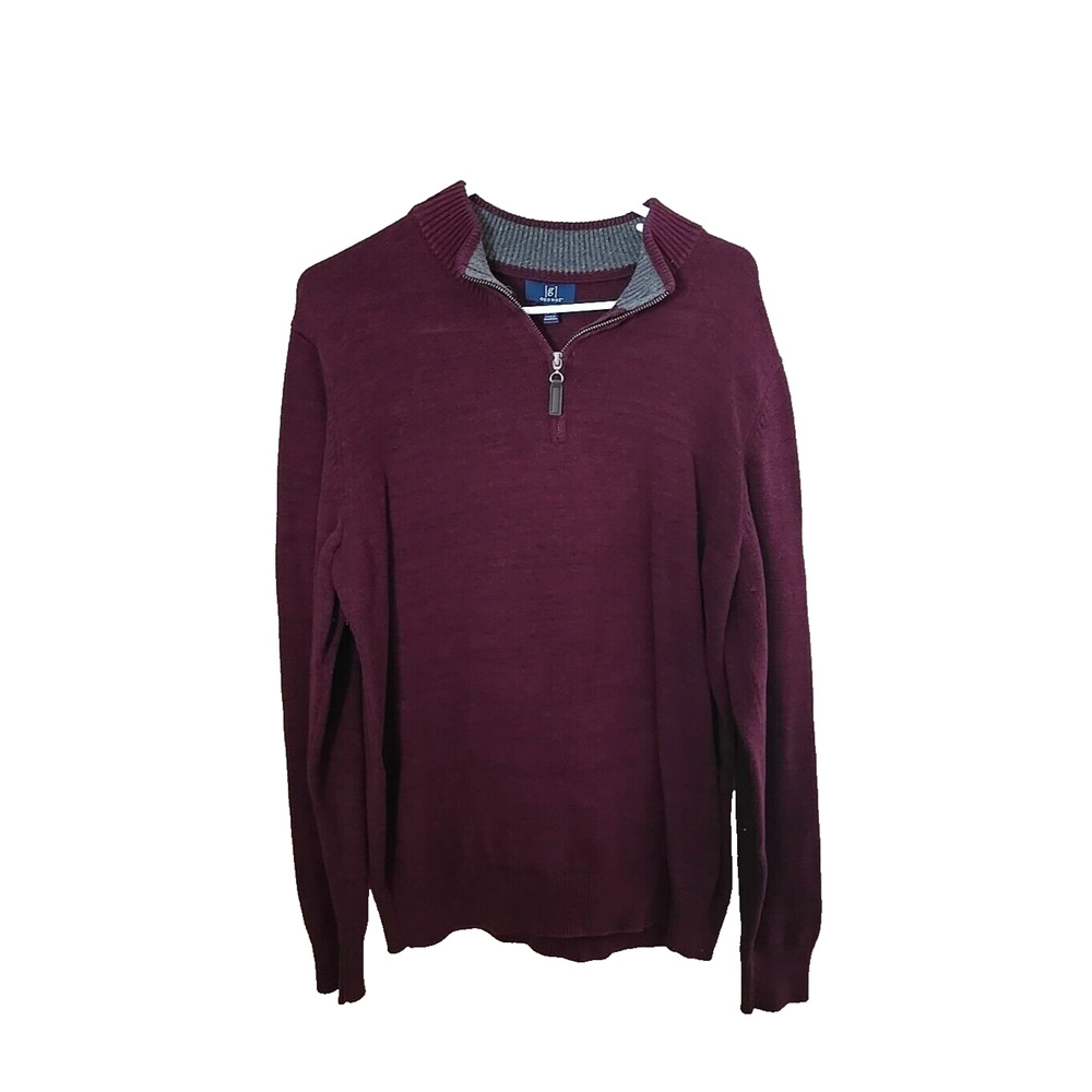 George Burgundy Quarter Zip Knit Long Sleeve Pullover Sweater Men's‎ Size Large